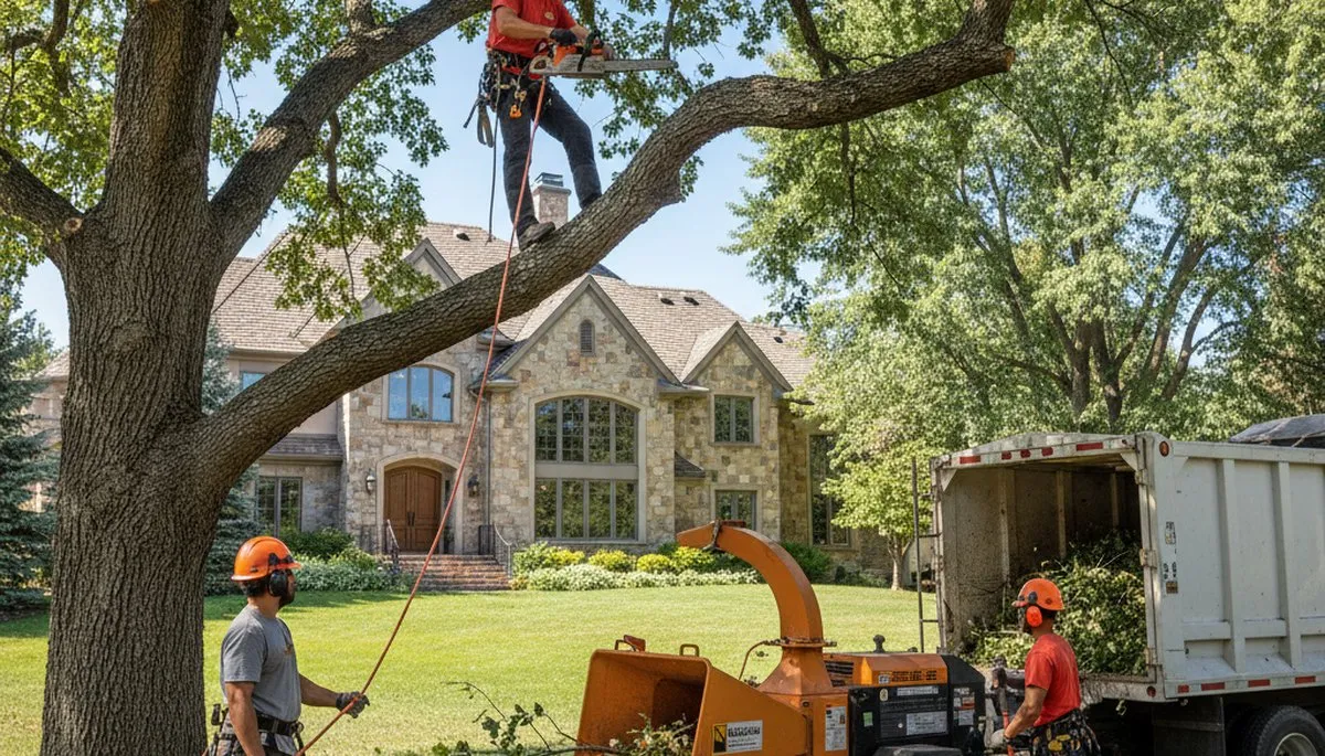 Thornton, CO tree service crew trimming trees for safe, professional property maintenance